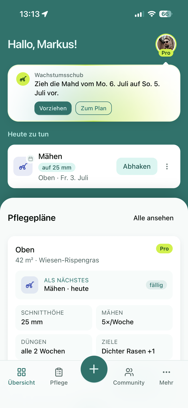 Rasen Manager App – Übersicht